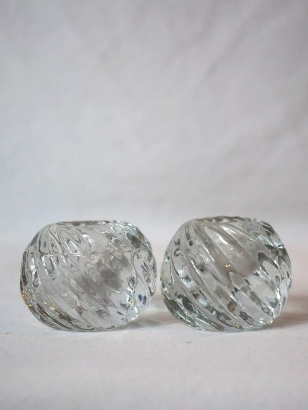 Glass 1 3/4 inches Tall Swirl Glass Orb Candlestick Holders